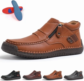 The First Young Shoes Men, Wide Toe, Arch Support, Men’s Handmade Premium Leather Slip-On Driving Boots Travel & Outdoor