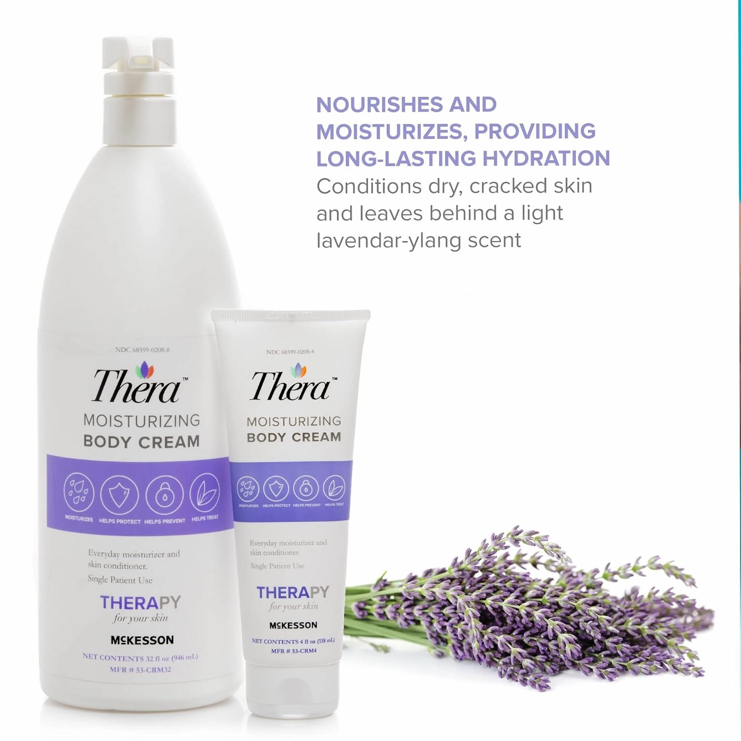 Thera Moisturizing Hand and Body Cream - Hydrating Lotion for Chapped, Fragile Skin - Lavender Scent, 32 oz, 1 Count
