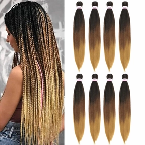 Three Tone Braiding Hair Pre Stretched, 26 Inch 8 Pack Prestretched Braiding Hair For Braid Women Hair,Professional Synthetic Hair For Knotless Crochet Braids,Soft Yaki Straight(26in,8pc,T1B/30/27)
