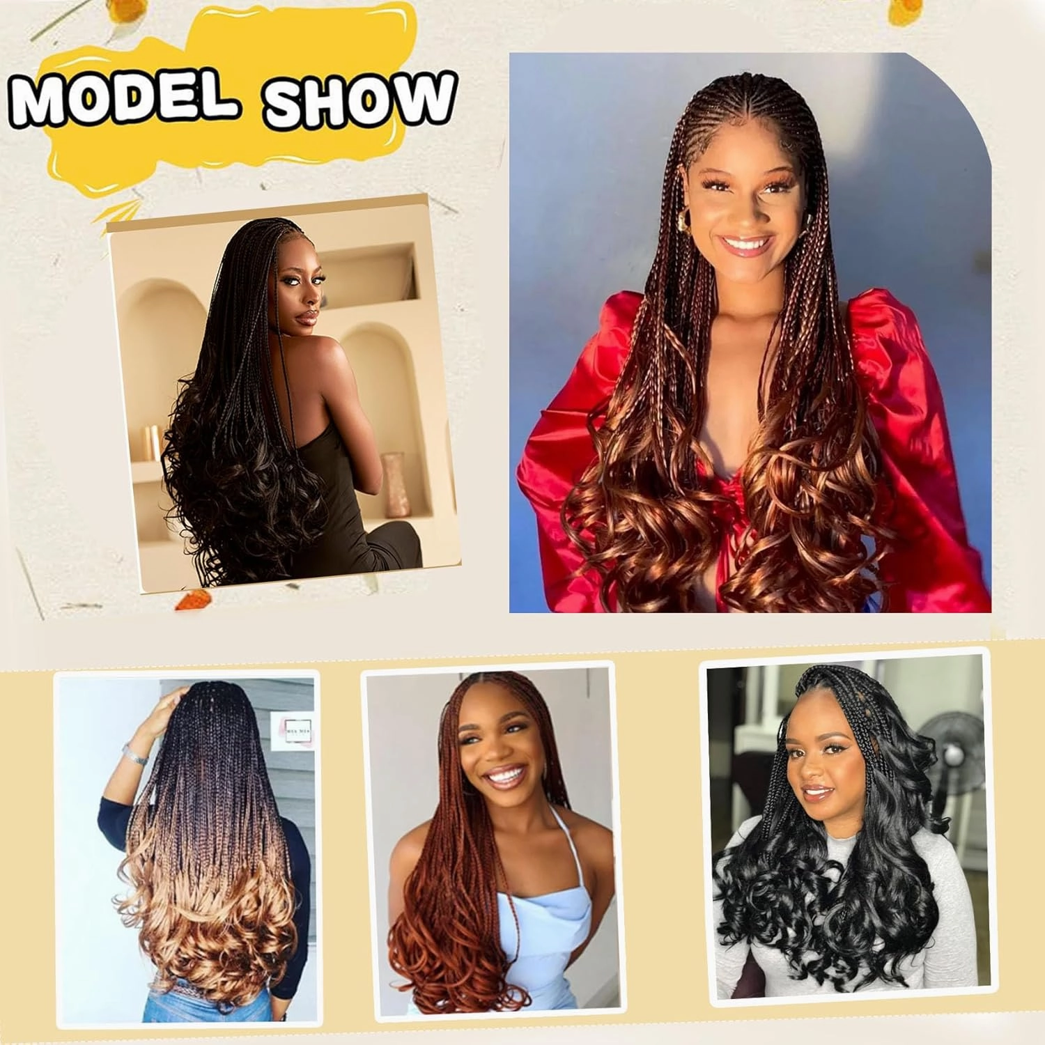 Three Tones French Curl Braiding Hair 14 Inch 8 Packs Loose Wavy Spanish Curly Braids Hair 1B/27/613 Color Pre Stretched Bouncy Braiding Hair with Curly Ends(8Packs,1B/27/613)