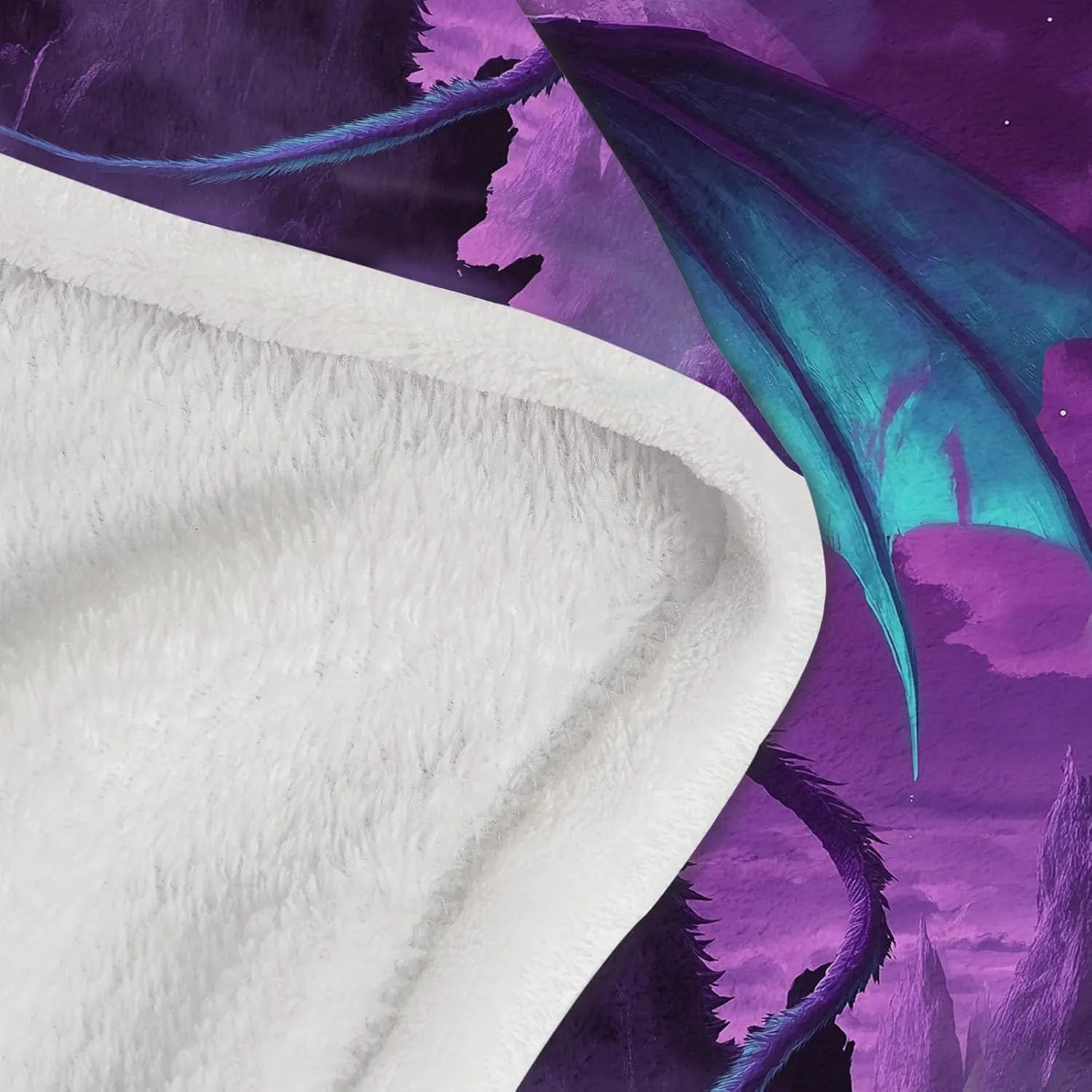 Throw Blanket Purple Lightweight, Fantasy Mountaintop Purple Dragon Washable Blankets for Women Men Adults Gifts, 70" x 80" Soft Fleece No-Pilling Throw for Couch Sofa Bed Camping