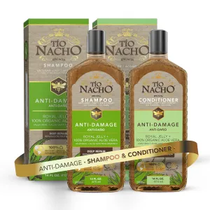 Tio Nacho Anti Damage Royal Jelly & Aloe Vera Deep Repair Shampoo   Conditioner Set - Damaged Hair Repair, Anti Hair Loss - 14 fl oz Each