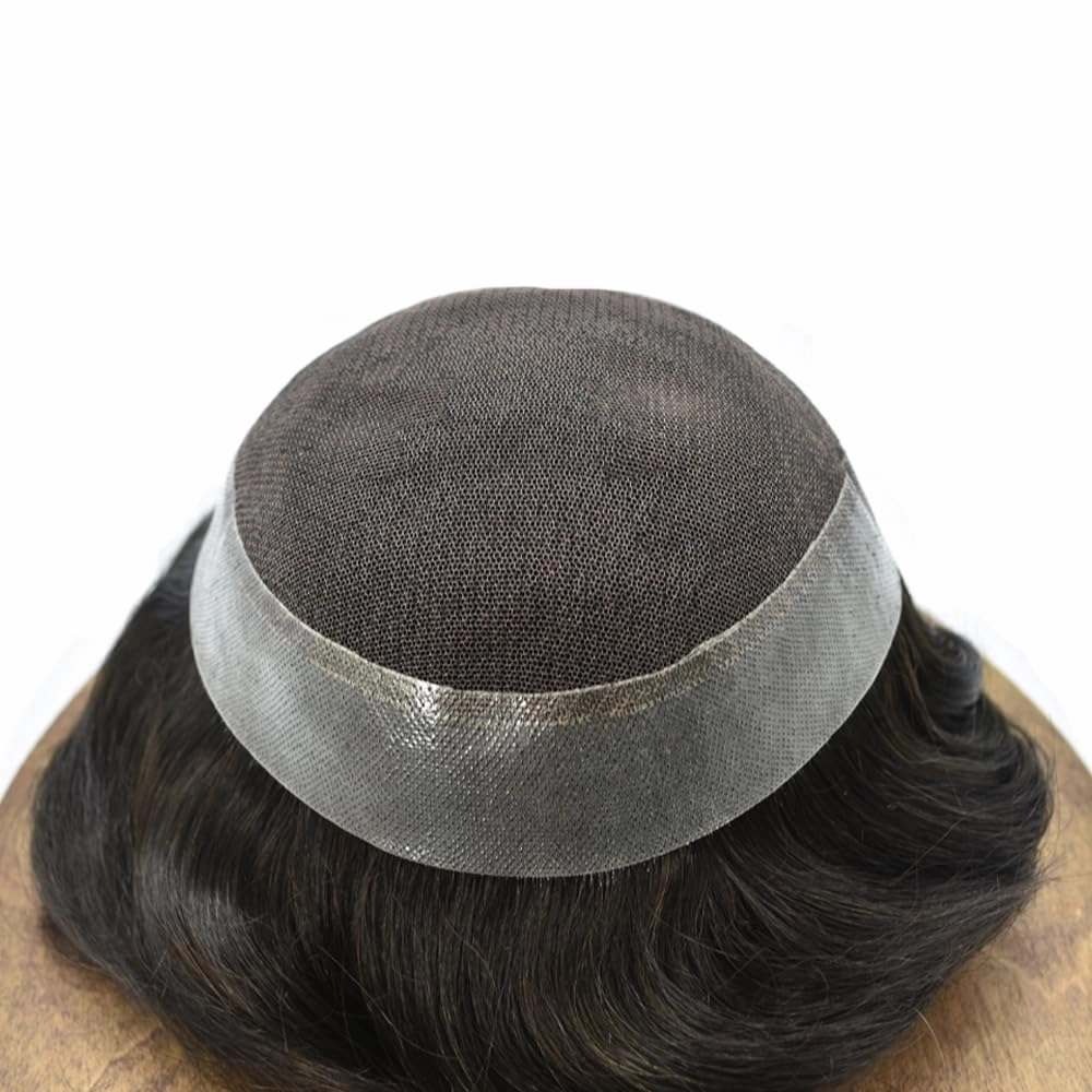 Toupee For Men Hair Replacement System Real Human Hair Piece For Men Swiss Lace Mens Toupee Hair Pieces Hair System For Men 8x10 100% light to medium density1# JET BLACK