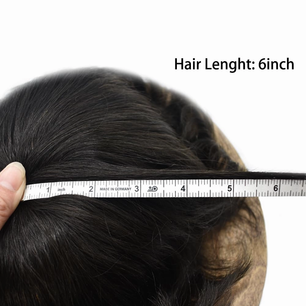 Toupee For Men Hair Replacement System Real Human Hair Piece For Men Swiss Lace Mens Toupee Hair Pieces Hair System For Men 8x10 100% light to medium density1# JET BLACK