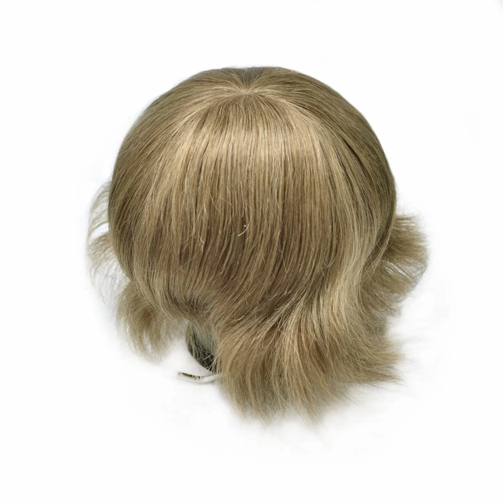 Toupee Hair for Men 100% European Human Hair Pieces Durable Fine Monofilament Mens Toupee Hairpiece Replacemnt System for Mens Hair Prosthesis Protesis Capilar 6X8#18 Medium Blonde
