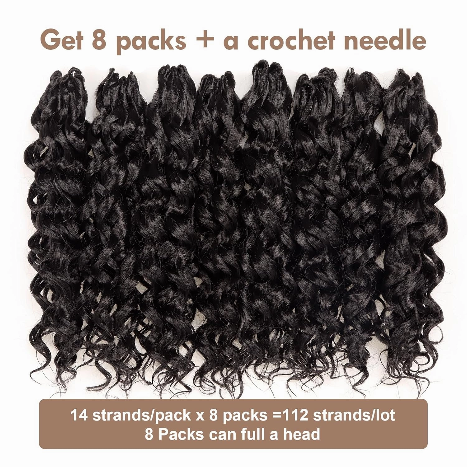 ToyoTress GoGo Curl Crochet Hair - 14 Inch 8 Packs Dark Brown Beach Curl Crochet Hair, Short Curly Ocean Wave Water Wave Deep Twist Crochet Braids Synthetic Braiding Hair Extensions (14 Inch, #2)