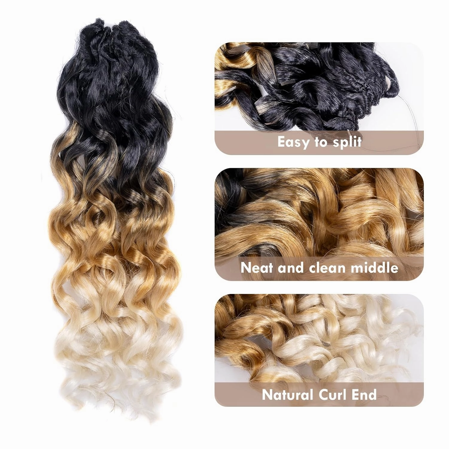 ToyoTress GoGo Curl Crochet Hair - 14 Inch 8 Packs Ombre Blonde Beach Curl Crochet Hair, Short Curly Ocean Wave Water Wave Deep Twist Crochet Braids Synthetic Braiding Hair (14 Inch, OT27/613)