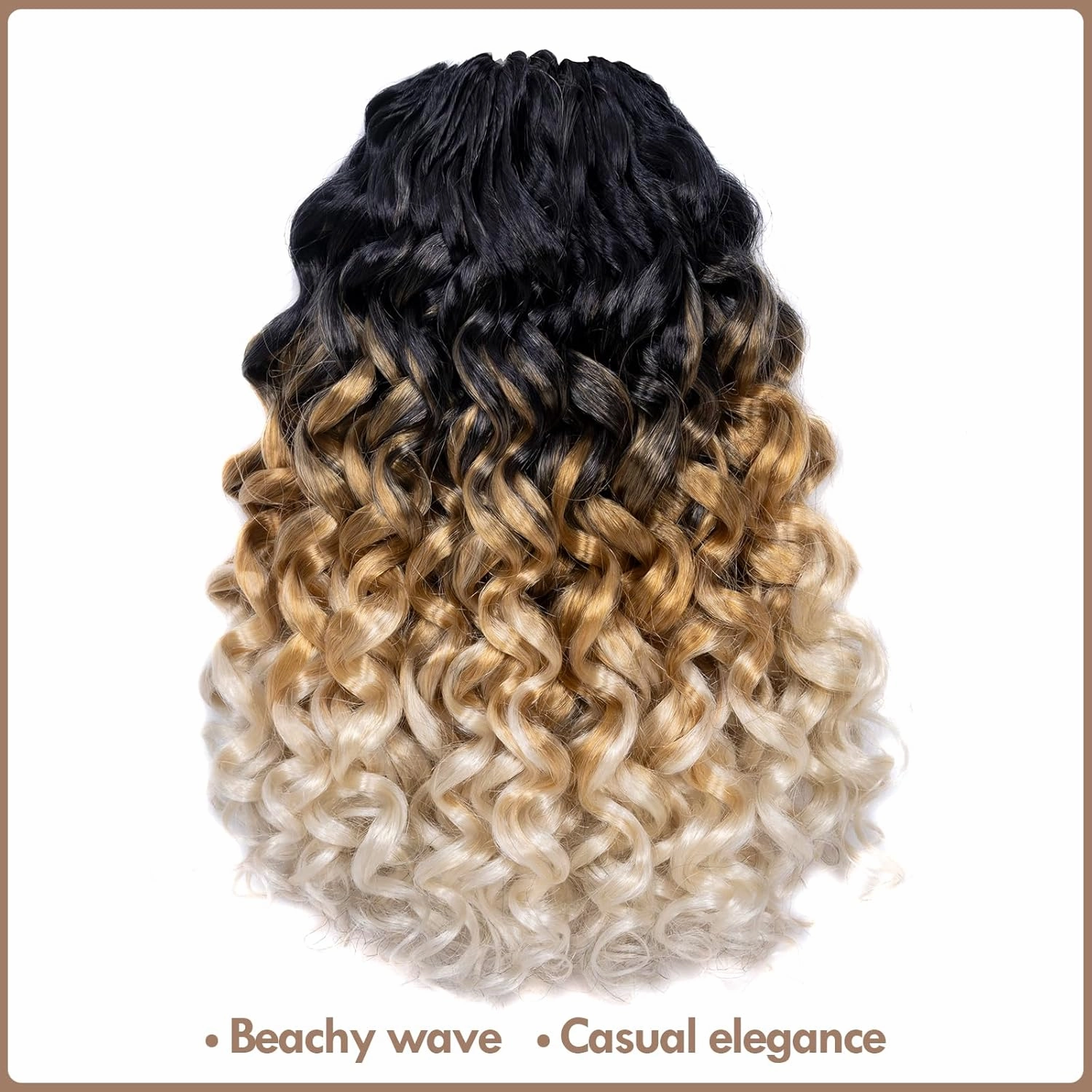 ToyoTress GoGo Curl Crochet Hair - 14 Inch 8 Packs Ombre Blonde Beach Curl Crochet Hair, Short Curly Ocean Wave Water Wave Deep Twist Crochet Braids Synthetic Braiding Hair (14 Inch, OT27/613)