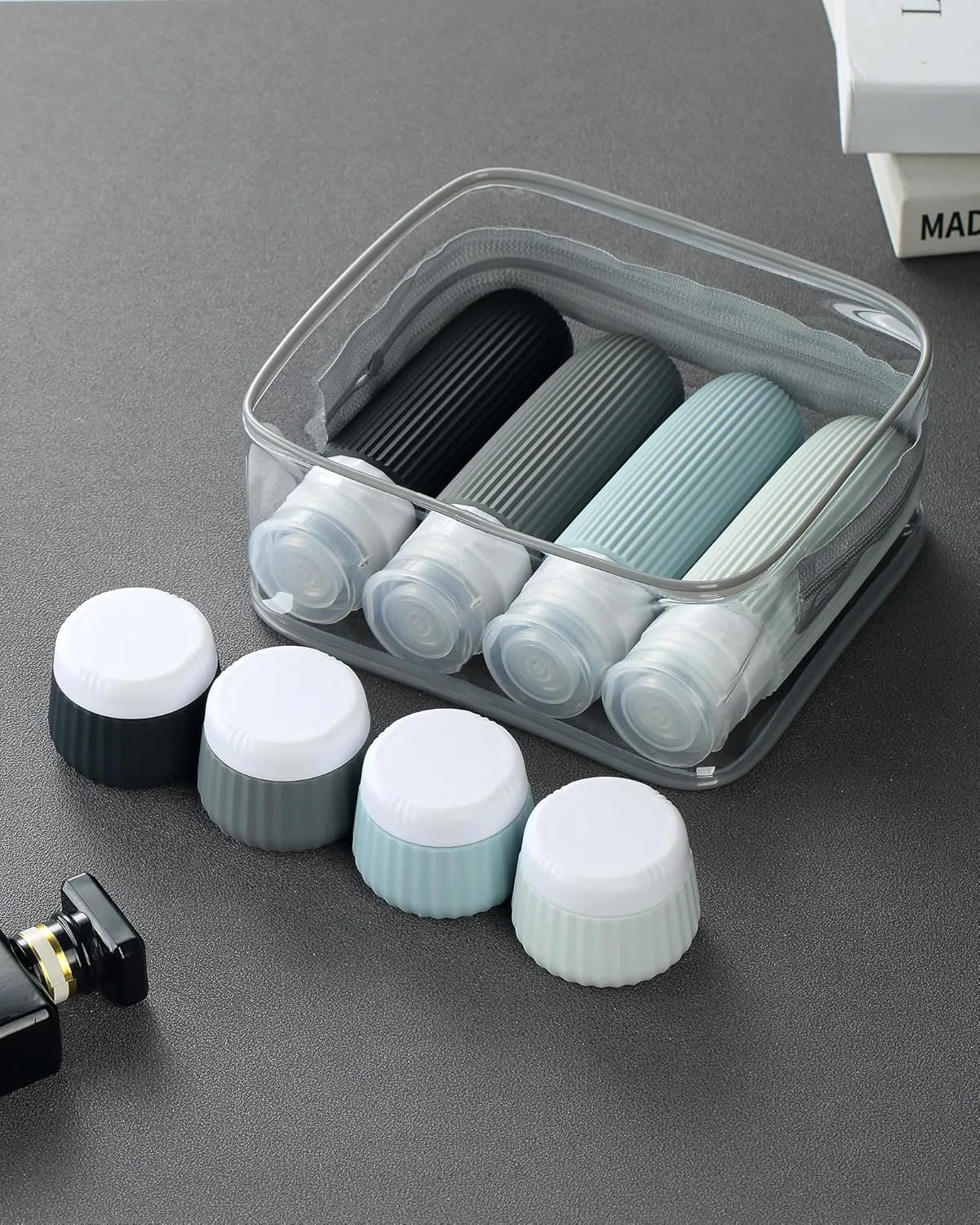 Travel Bottles - 8 Pack, TSA Approved Travel Size Toiletries, Leak Proof Silicone Squeezable Containers in Clear Bag