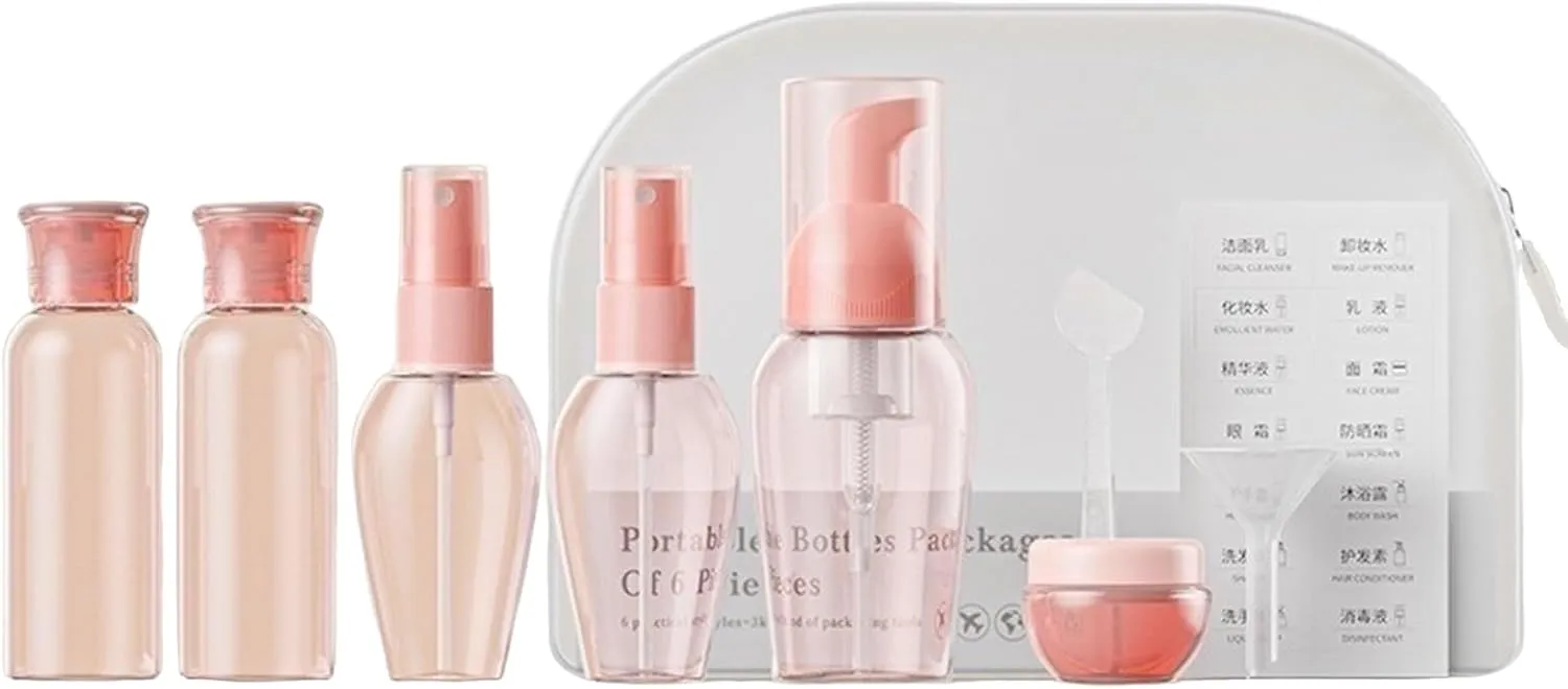 Travel Bottles Set - TSA Approved Leak Proof Squeezable Containers for Toiletries, Conditioner, Shampoo, Lotion & Body Wash Accessories (Upgraded-pink)