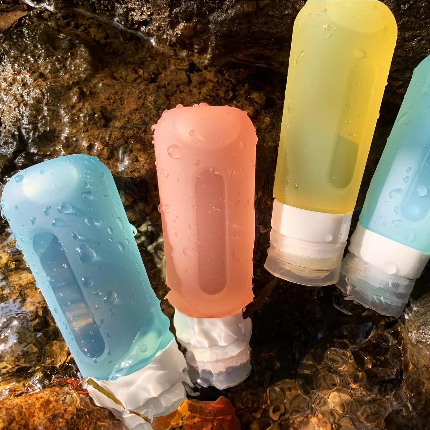 Travel Size Toiletries, Tsa Approved Translucent Travel Size Containers, 3oz BPA Free Leak Proof Squeezable Silicone Travel Bottles, Portable Travel Essentials for Shampoo Conditioner Lotion (Yellow)