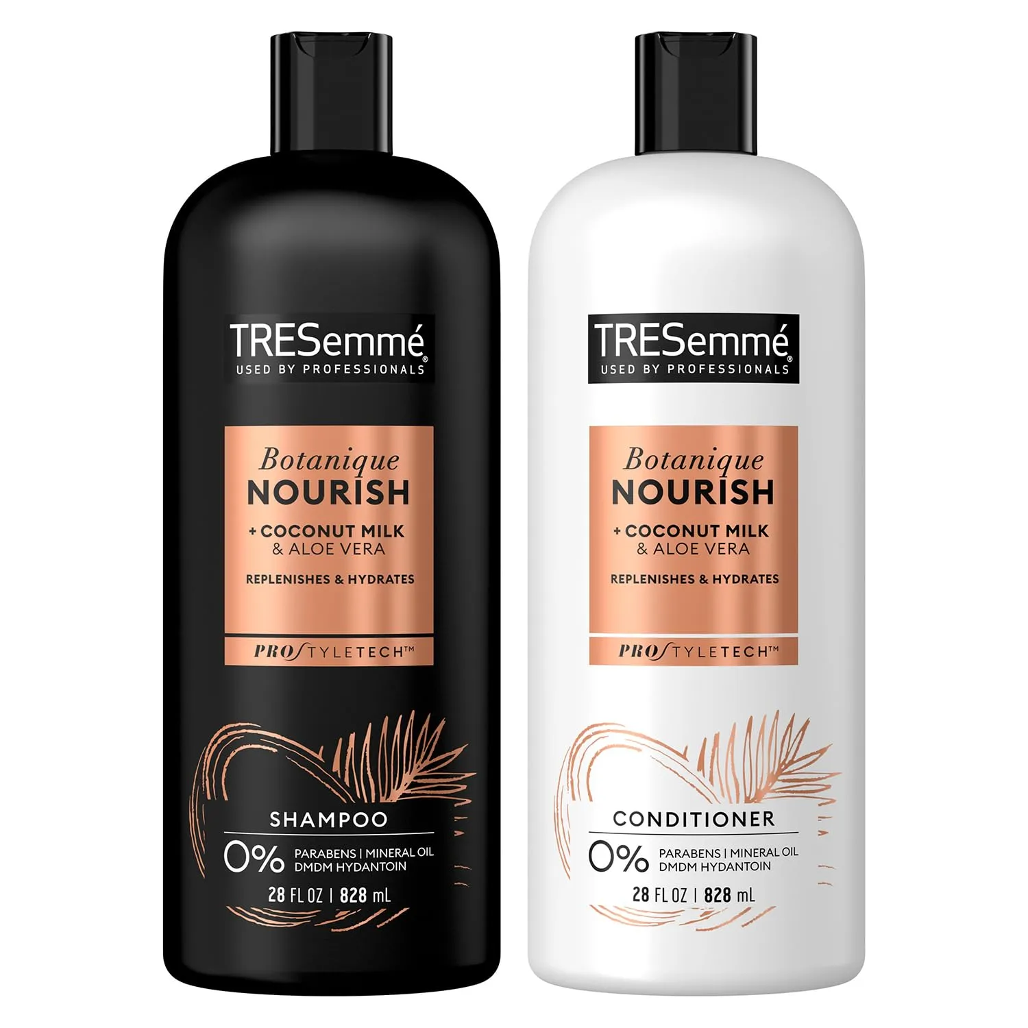 TRESemmé Shampoo and Conditioner Set, Botanique Nourish – Anti-Frizz Hair Products with Coconut Milk & Aloe Vera, 28 Oz Ea