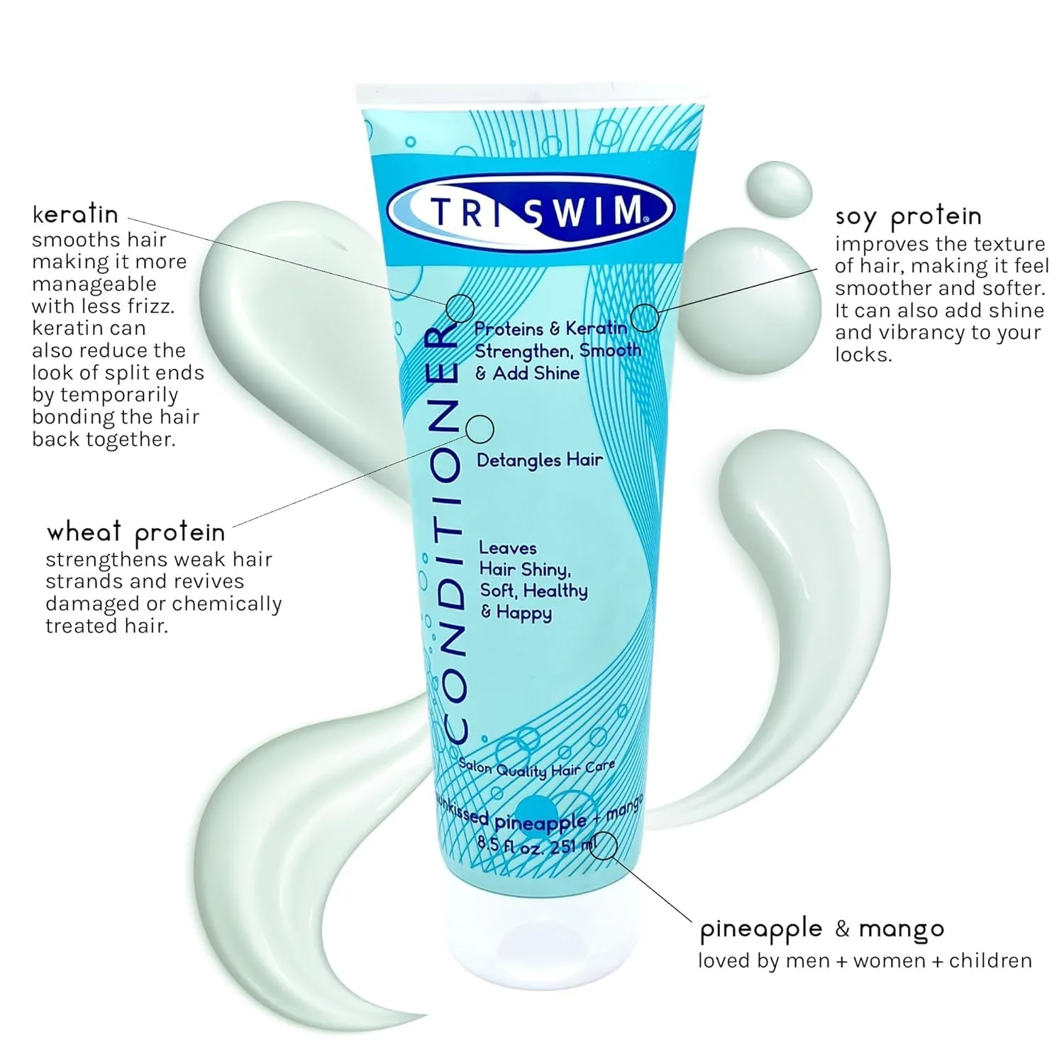 TRISWIM Scented Moisturizing Conditioner, Detangles, and Repairs Chlorine Damaged Hair for Swimmers and Athletes
