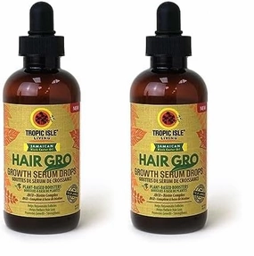 Tropic Isle Living Hair Gro Serum Drops 4oz/ 118ml | Nourishing, Moisturizing and Strengthening Hair Treatment, Paraben & Sulfate Free (Pack of 2)