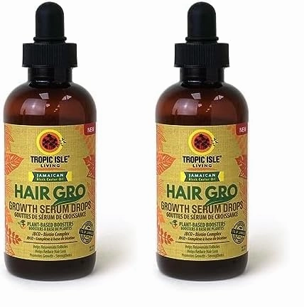 Tropic Isle Living Hair Gro Serum Drops 4oz/ 118ml | Nourishing, Moisturizing and Strengthening Hair Treatment, Paraben & Sulfate Free (Pack of 2)