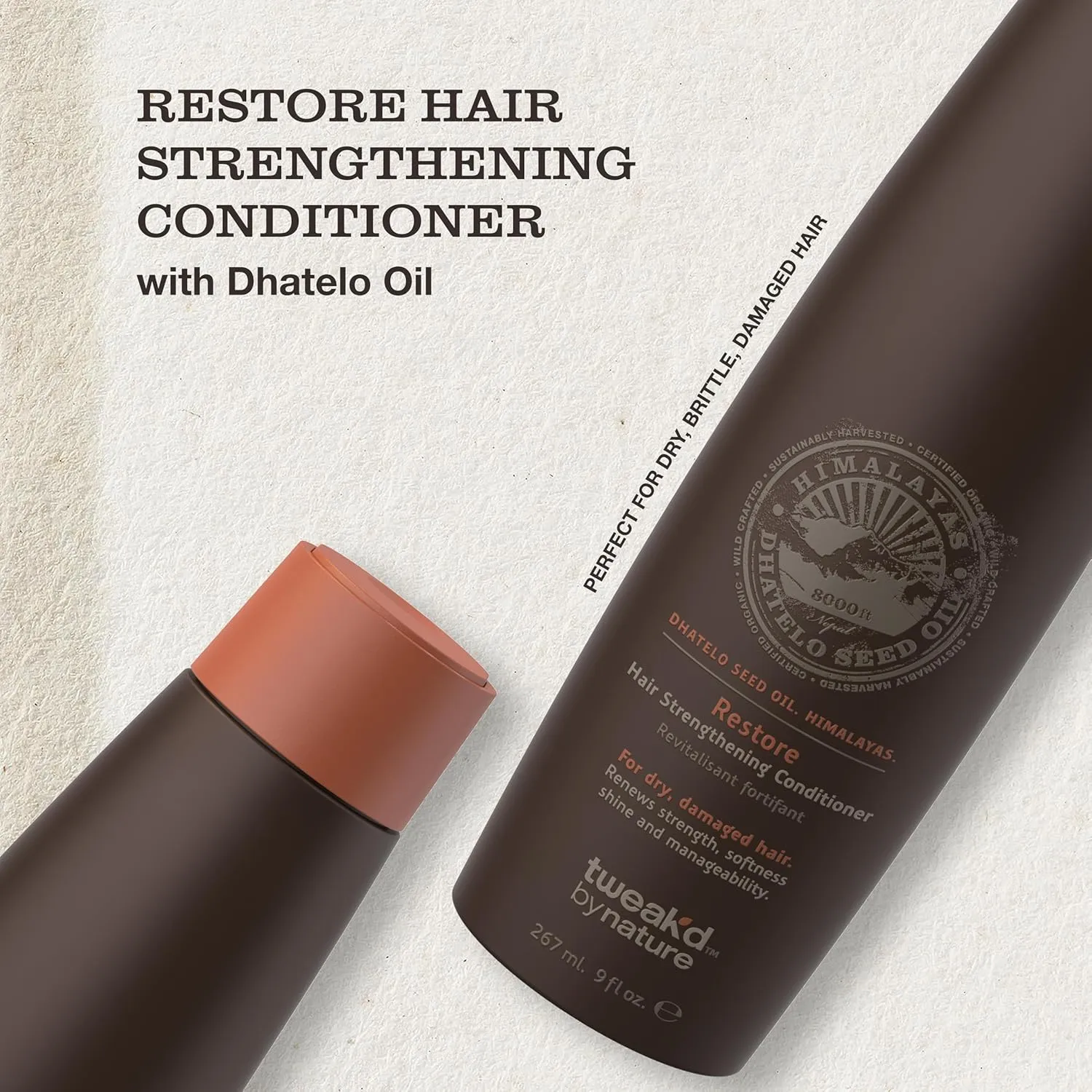 Tweak’d by Nature - Restore Hair Strengthening Conditioner, Deep Conditioner for Dry and Damaged Hair, Cleanses and Moisturizes, Cruelty Free (9 ounces)