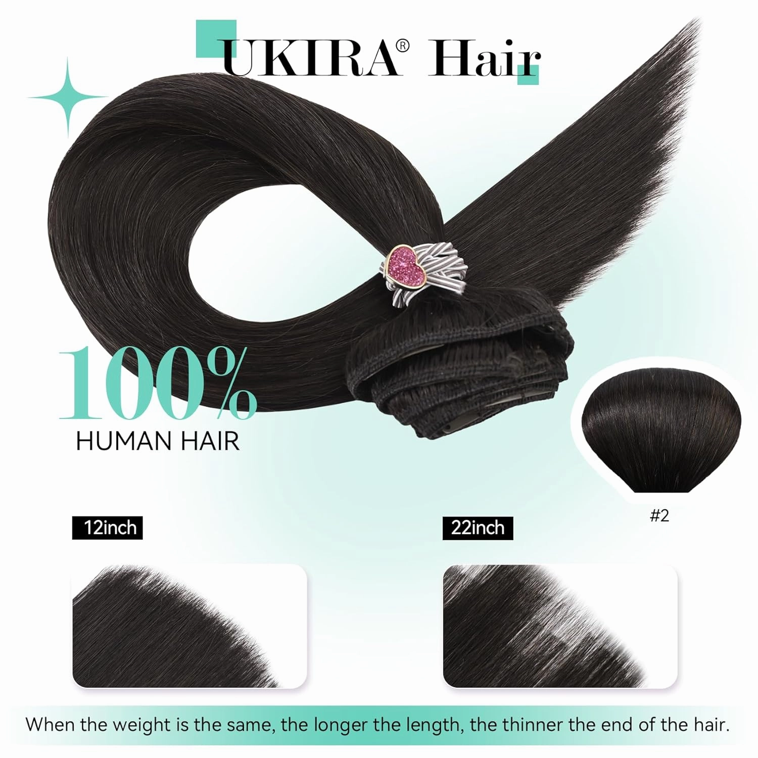 Ukira Dark Brown Hair Extensions for Women Real Human Hair, 22 Inch 70g 7pcs Brown Clip in Hair Extensions Real Human Hair, Soft Natural Straight Remy Human Hair Clip in Extensions