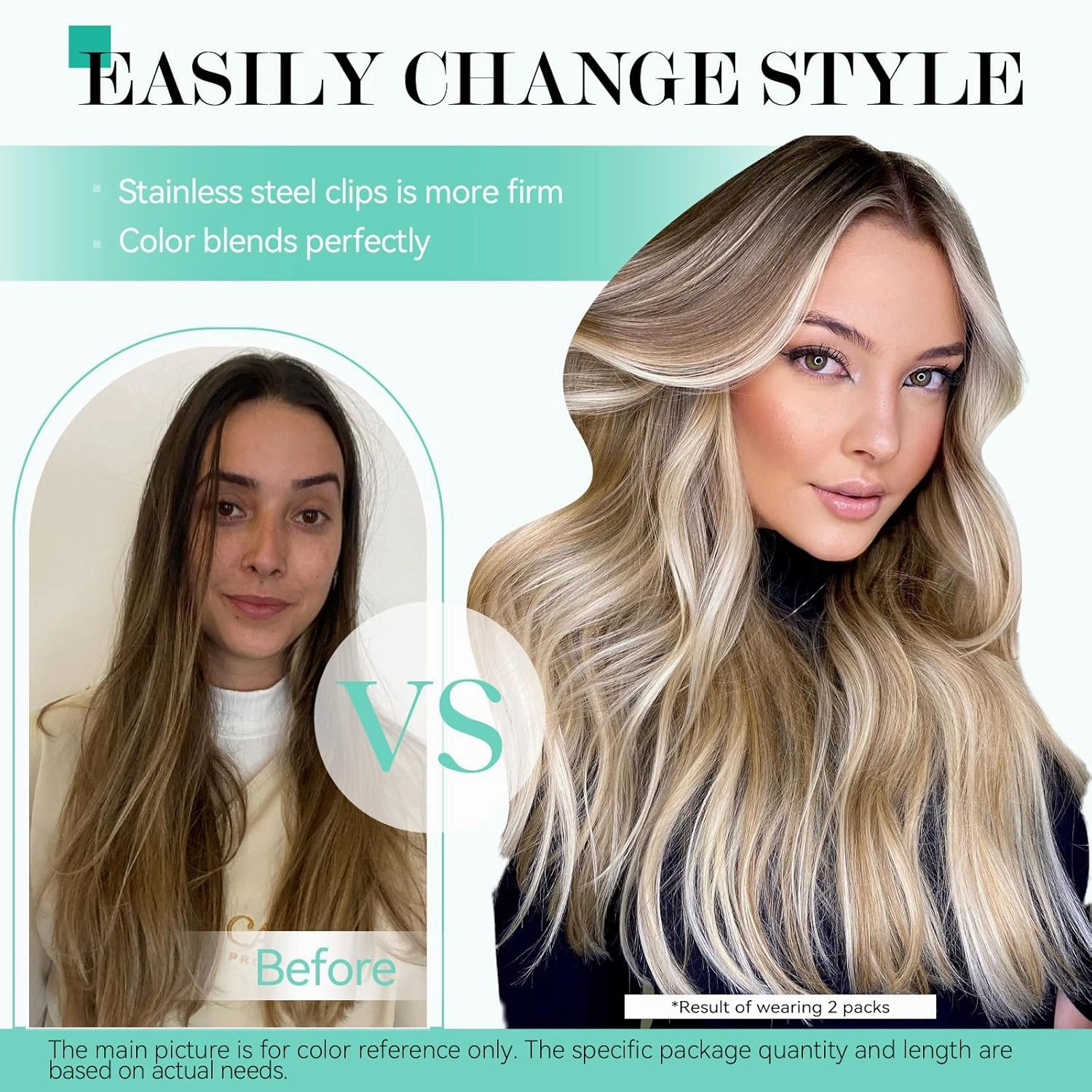 Ukira Highlighted Hair Extensions Real Human Hair, 16 Inch 120g 7pcs 18/60 Blonde Clip in Hair Extensions Ash Blonde Mixed Bleach Blond, Soft Straight Remy Human Hair Clip in Extensions for Women