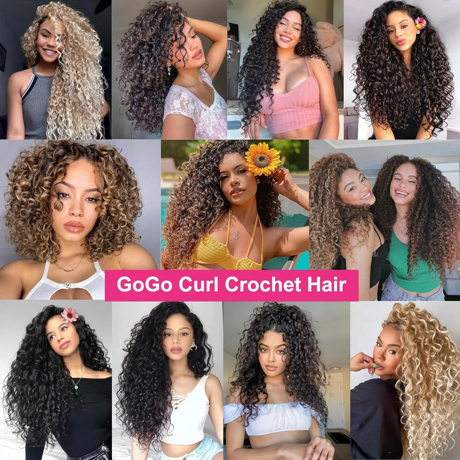 Unionbeauty 8 Packs GoGo Curl Crochet Hair Ocean Wave 18 Inch Water Wave Crochet Hair for Black Women Beach Curl Deep Twist Bohemian Crochet Braids Ombre Synthetic Curly Braiding Hair Extension T30#