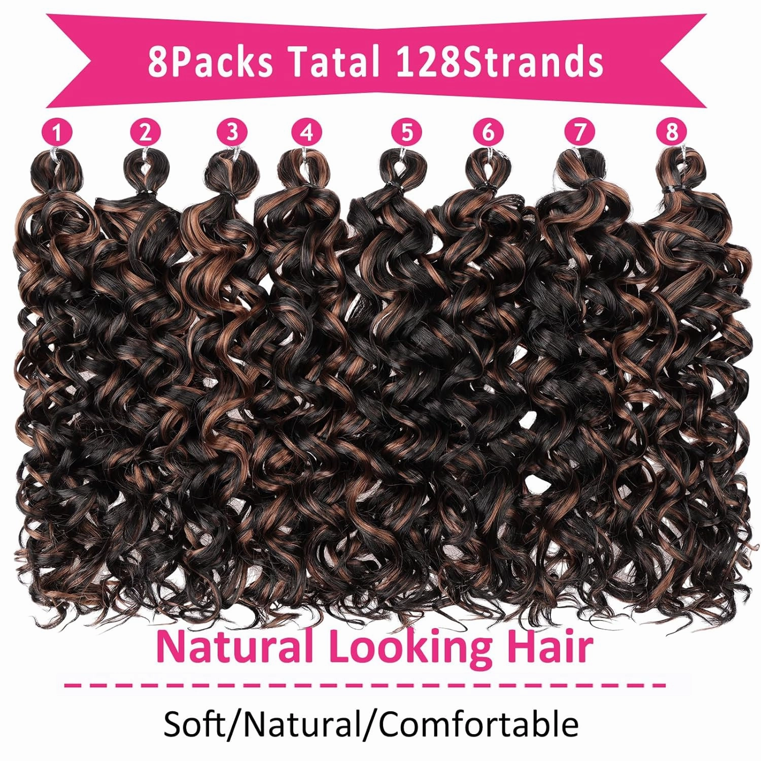 Unionbeauty GoGo Curl Crochet Hair 14 Inch Ocean Wave Crochet Braids Water Wave Beach Curl Crochet Braids Curly Crochet Hair Black Mix Brown Synthetic Curly Braiding Hair for Black Woman
