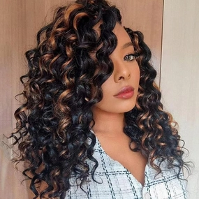 Unionbeauty GoGo Curl Crochet Hair 14 Inch Ocean Wave Crochet Braids Water Wave Beach Curl Crochet Braids Curly Crochet Hair Black Mix Brown Synthetic Curly Braiding Hair for Black Woman