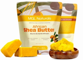 Unrefined African Shea Butter Yellow Creamy 1 lb. 100% Pure, Raw, Grade A, Vegan, & Organic. Moisturizing butter for all skin types and hair textures. (1 lb)