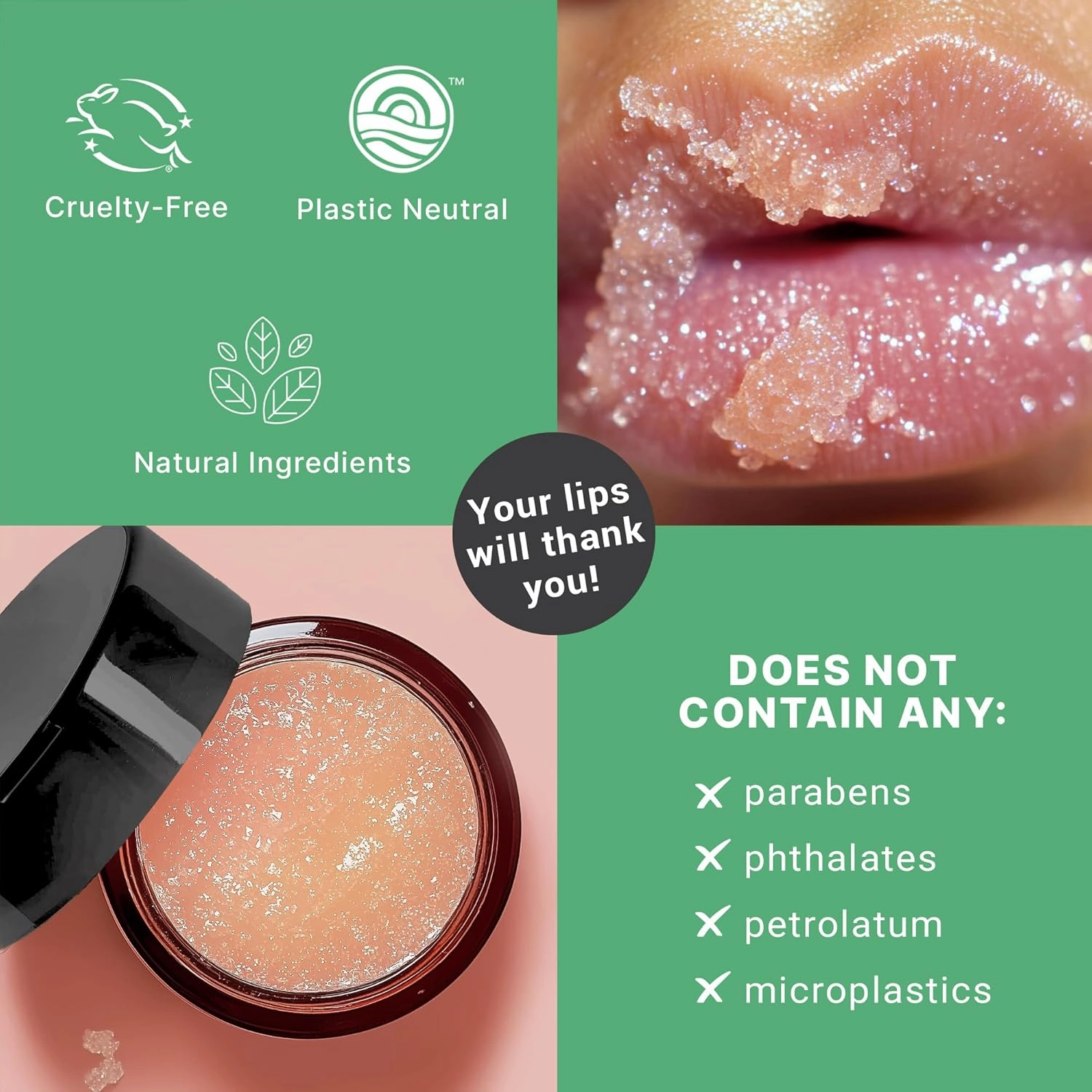 USDA Organic Lip Scrub Mint - USA Made with Natural Ingredients, Moisturizing Scrub Exfoliator for Dry Lips, Lip Sugar Scrubber Exfoliator for Smooth Lips, Small Beauty Gifts