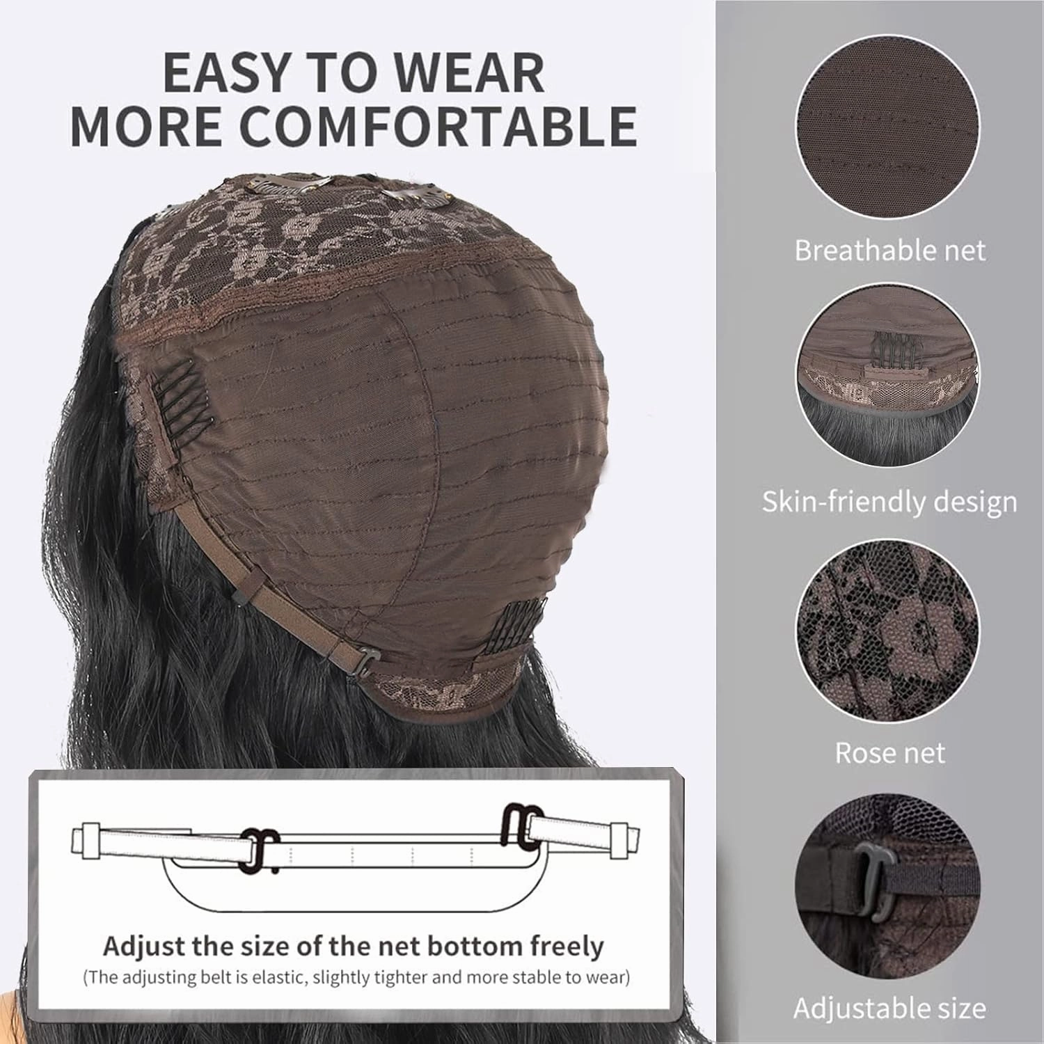 V Part Wig 24inch Long Body Wave Synthetic Wigs for Black Women Black Vpart Wig Upgrade U Part Wig Glueless V Part Wigs Full Head Clip in Half V Wig for Black Women (Black)