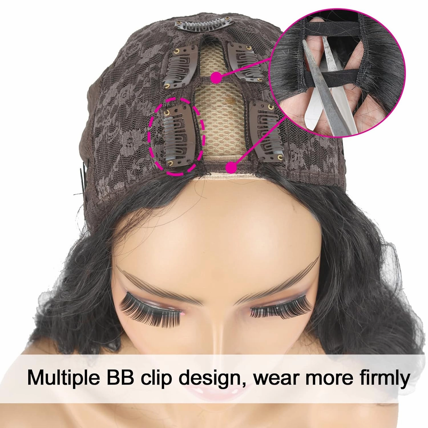 V Part Wig 24inch Long Body Wave Synthetic Wigs for Black Women Black Vpart Wig Upgrade U Part Wig Glueless V Part Wigs Full Head Clip in Half V Wig for Black Women (Black)