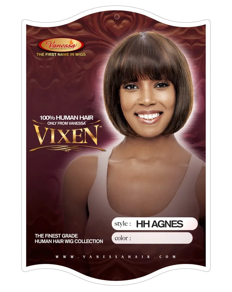 VANESSA HH AGNES (1 Jet Black) Vixen 100% Human Hair Full Wig