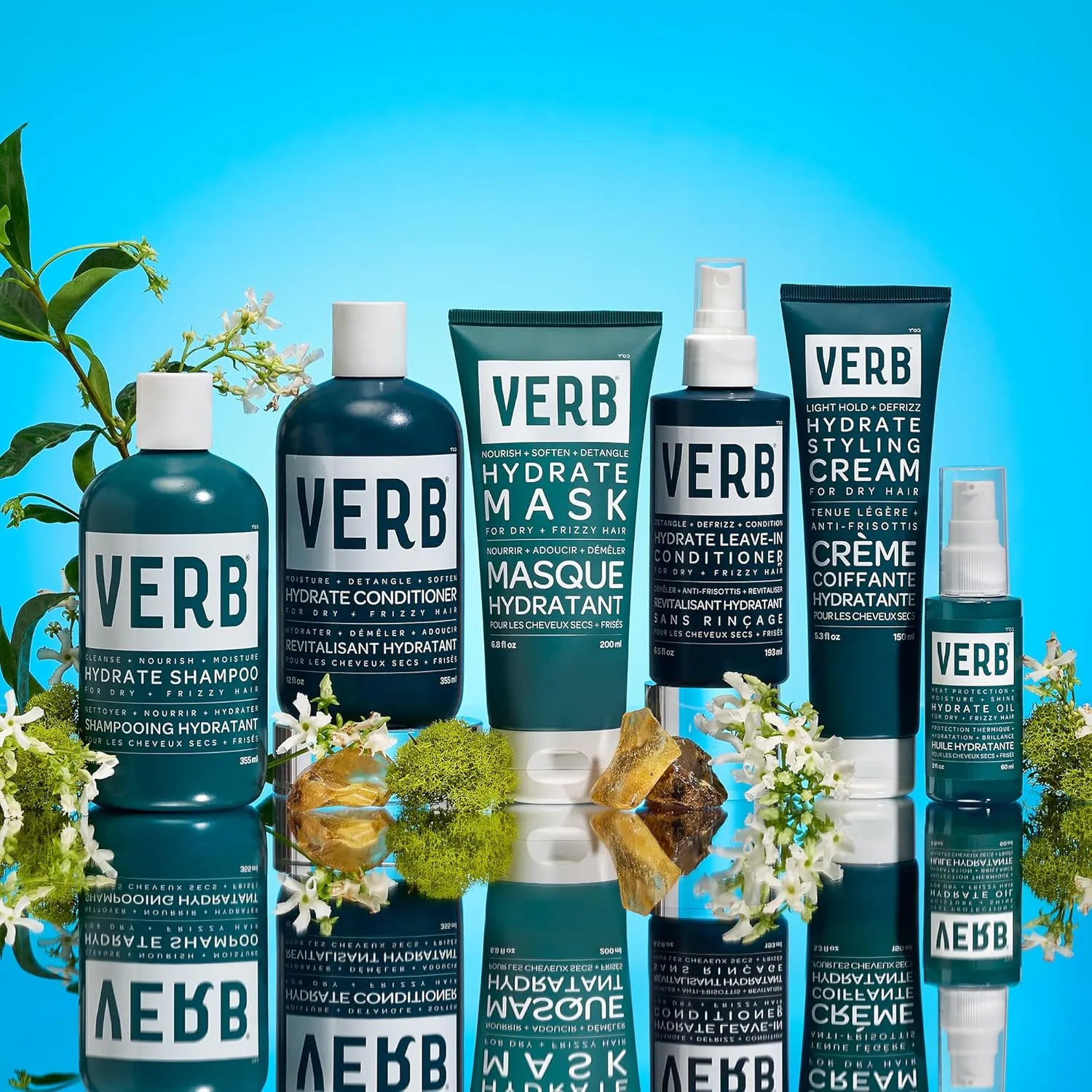 VERB Hydrate Shampoo   Conditioner Duo - Cleanses   Nourishes Dry   Frizzy Hair to Smooth   Reduce Frizz - Amber   Warm Jasmine Scent