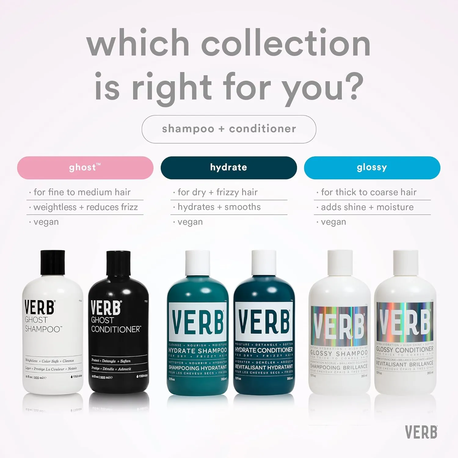 VERB Hydrate Shampoo   Conditioner Duo - Cleanses   Nourishes Dry   Frizzy Hair to Smooth   Reduce Frizz - Amber   Warm Jasmine Scent