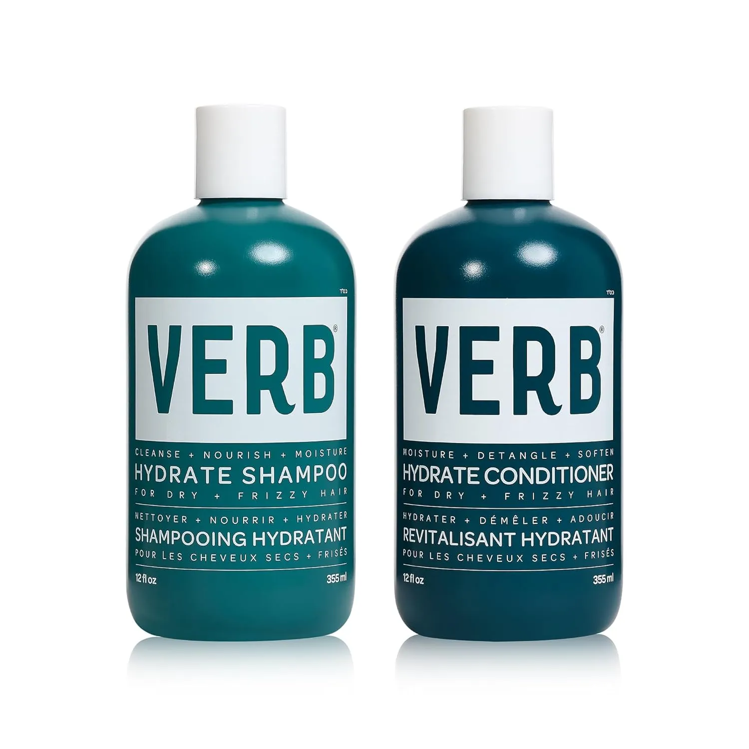 VERB Hydrate Shampoo   Conditioner Duo - Cleanses   Nourishes Dry   Frizzy Hair to Smooth   Reduce Frizz - Amber   Warm Jasmine Scent