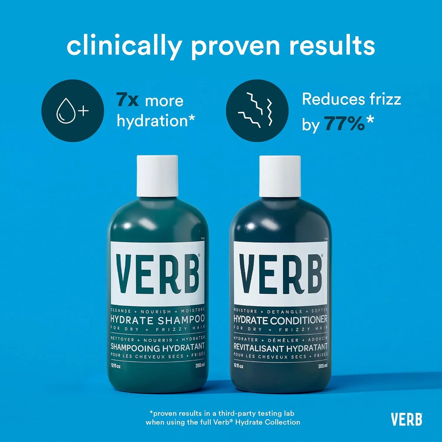 VERB Hydrate Shampoo   Conditioner Duo - Cleanses   Nourishes Dry   Frizzy Hair to Smooth   Reduce Frizz - Amber   Warm Jasmine Scent