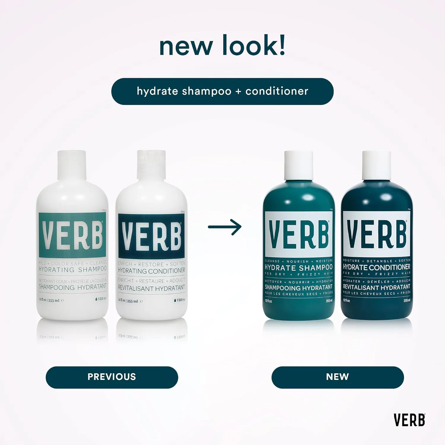 VERB Hydrate Shampoo   Conditioner Duo - Cleanses   Nourishes Dry   Frizzy Hair to Smooth   Reduce Frizz - Amber   Warm Jasmine Scent