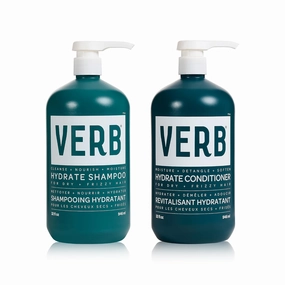 VERB Hydrate Shampoo   Conditioner Duo - Cleanses   Nourishes Dry   Frizzy Hair to Smooth   Reduce Frizz - Amber   Warm Jasmine Scent