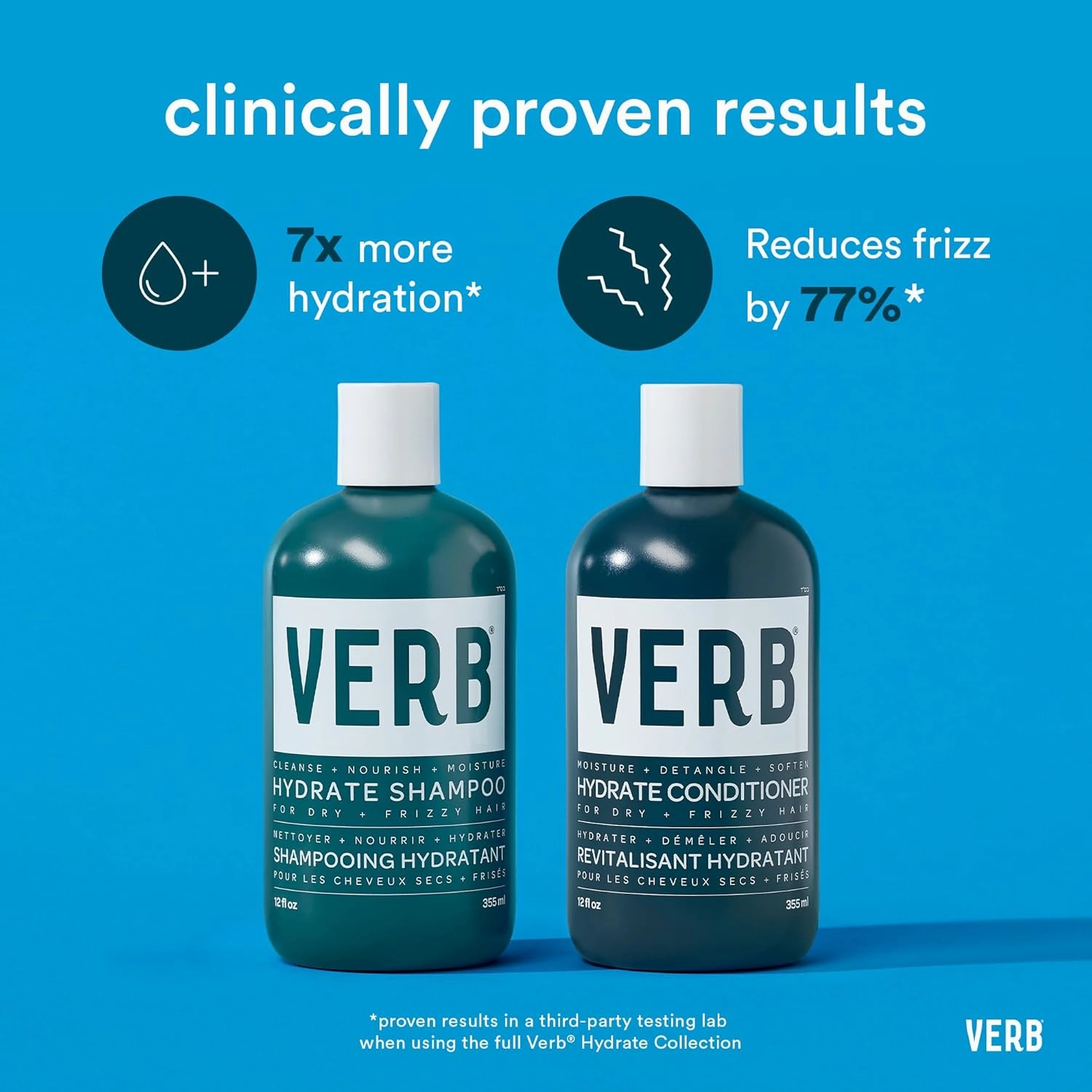 VERB Hydrate Shampoo   Conditioner Duo - Cleanses   Nourishes Dry   Frizzy Hair to Smooth   Reduce Frizz - Amber   Warm Jasmine Scent