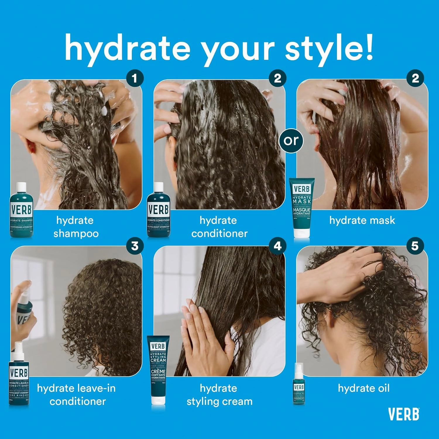 VERB Hydrate Shampoo   Conditioner Duo - Cleanses   Nourishes Dry   Frizzy Hair to Smooth   Reduce Frizz - Amber   Warm Jasmine Scent