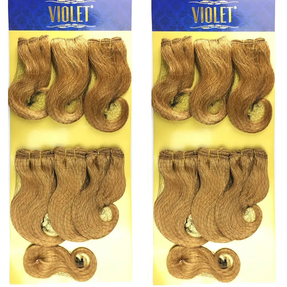 Violet Beauty Brazilian Virgin Short Hair Extensions Honey Blonde Body Wave Bundles With Closure 8 inch Bob Weave Human Hair