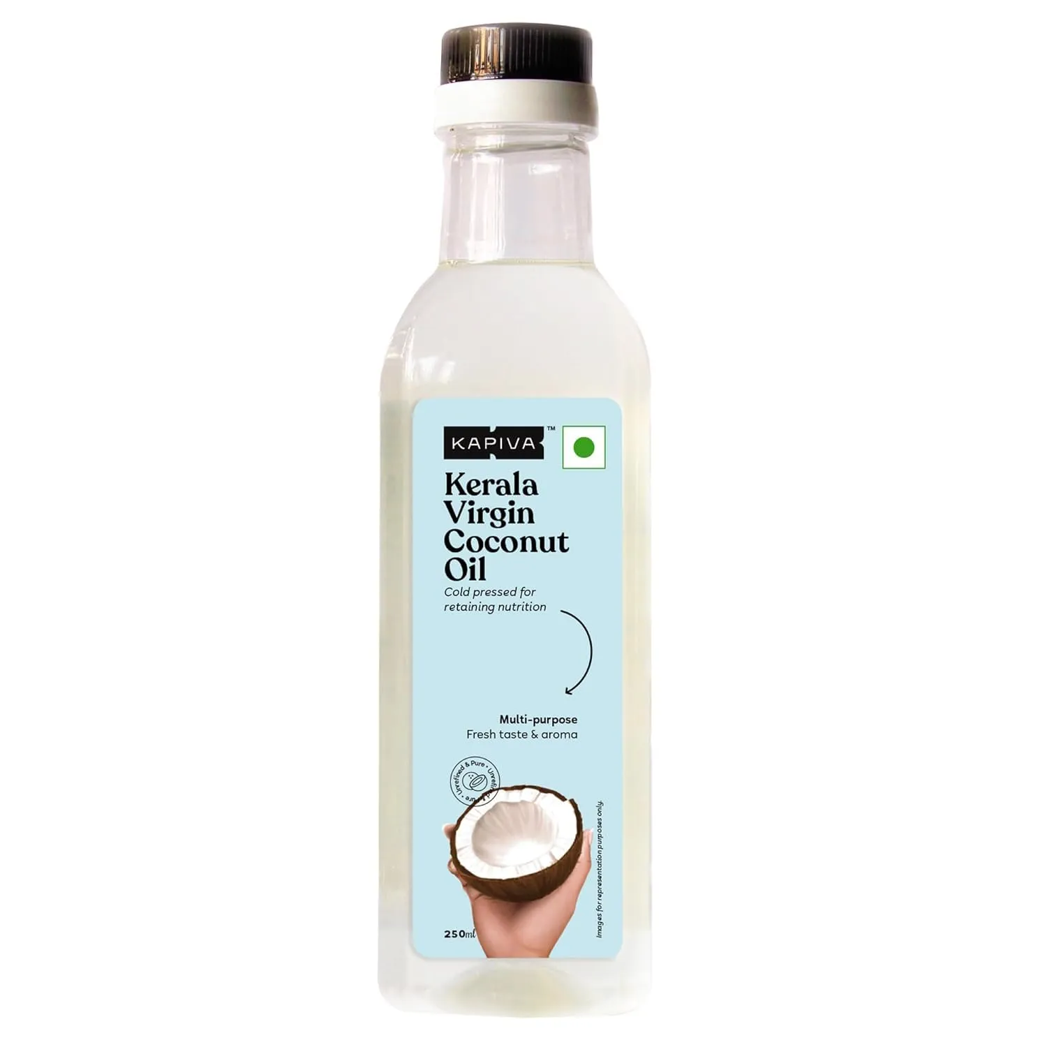 Virgin Cold-Pressed Coconut Oil 250ml | 100% Pure, Unrefined, Organic & Edible | For Cooking, Skin & Baby Care, Oil Pulling | Coconut Oil For Hair | Keto Friendly
