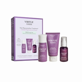 Virtue Flourish Shampoo, Conditioner and Density Booster Treatment Bundle for Thinning Hair for Women, 100% Drug-Free Regimen