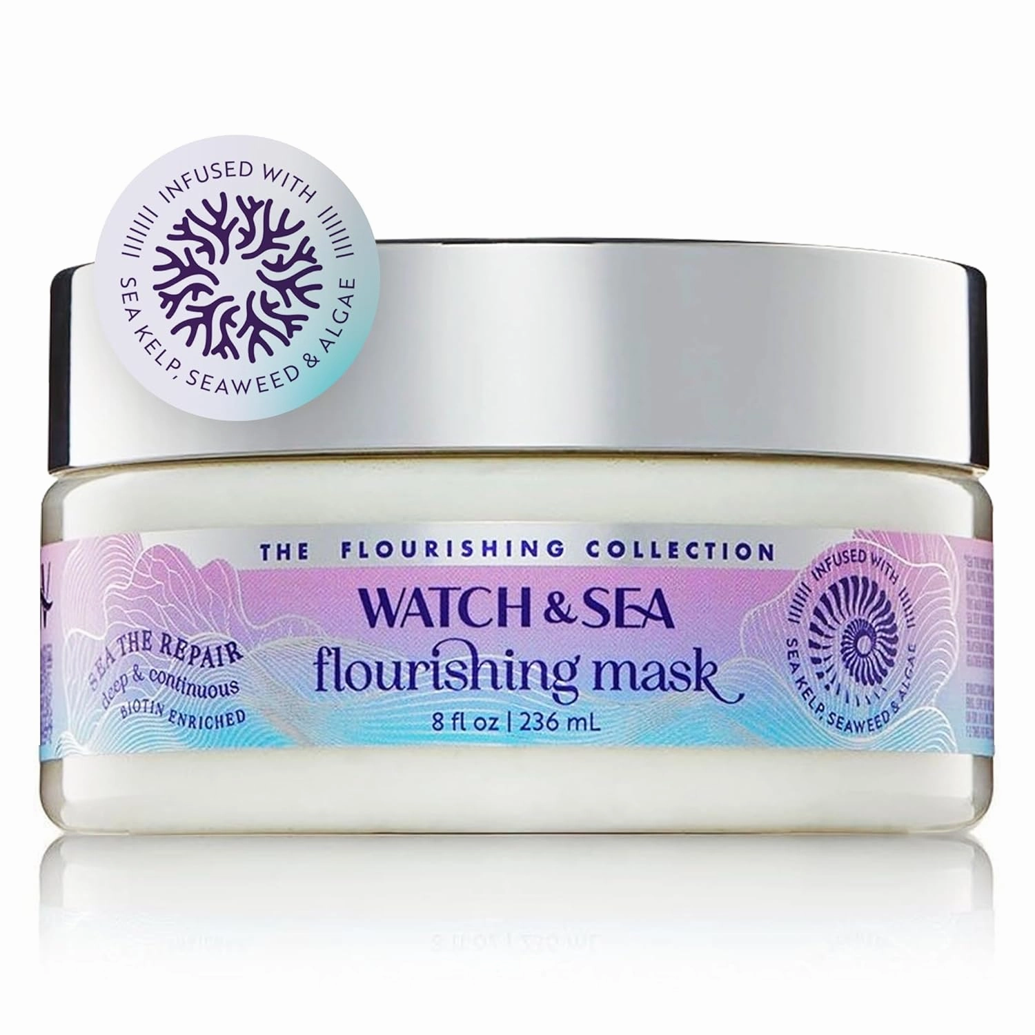 Watch & Sea Deep and Continuous Flourishing Hair Mask - Deep Conditioning Hair Mask for All Hair Types - Infused with Seaweed and Sea Kelp - 8 oz