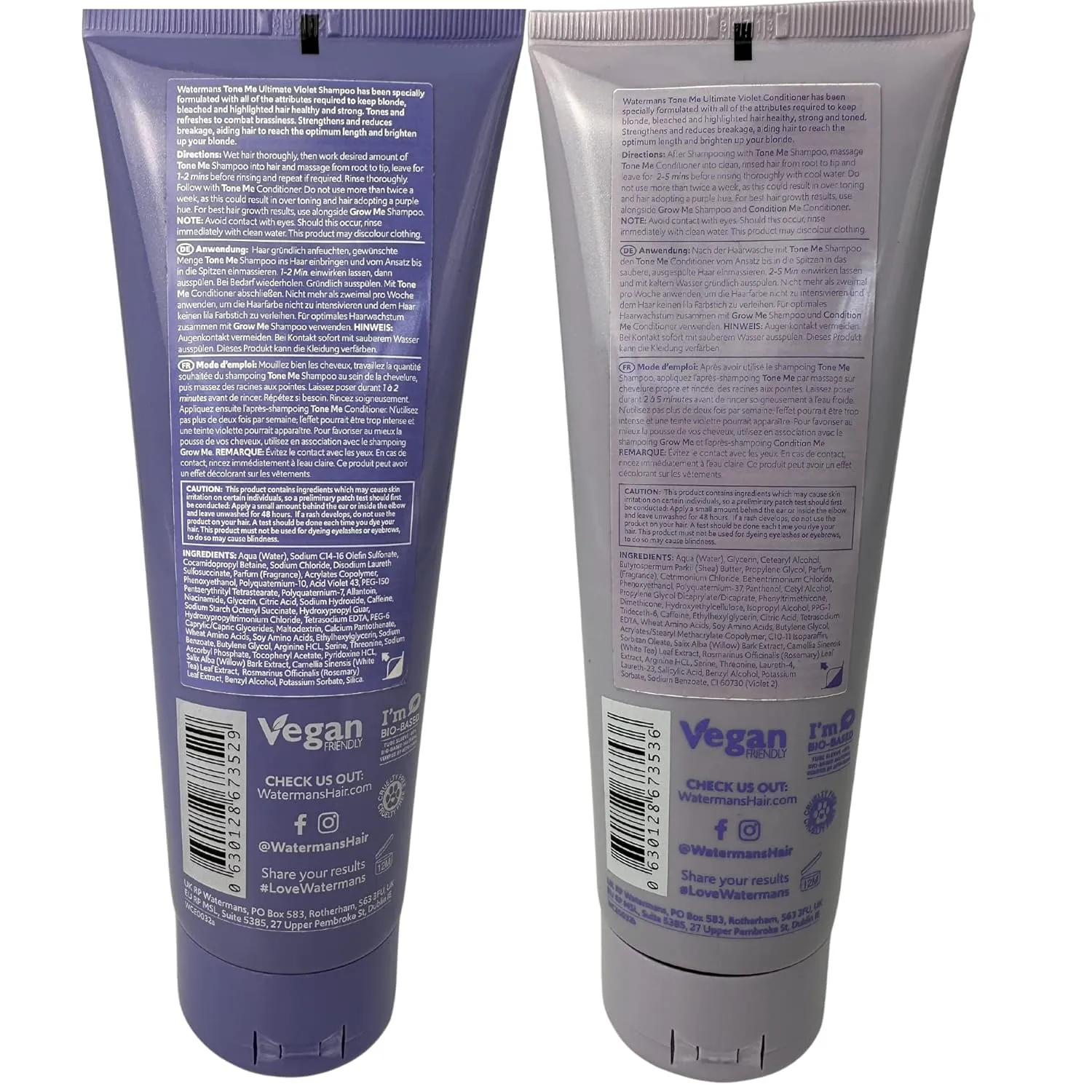 Watermans Purple Shampoo & Purple Conditioner set with Free Makeup Bag, Watermans Life is Better in Blonde set - Remove Yellow tones fast for Blonde, Platinum, White or Grey Hair