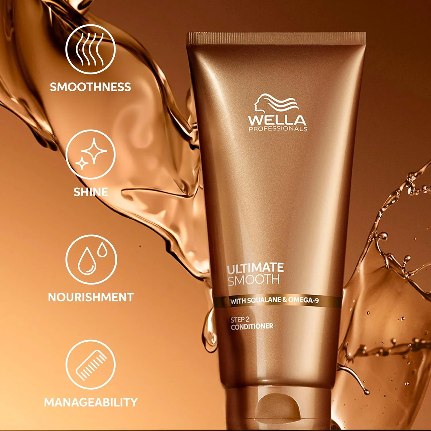 Wella Professionals ULTIMATE SMOOTH Conditioner | Treatment for Dry, Frizzy Hair | Nourishes, Smooths & Adds a Silky Shine | With Squalane & Omega 9 | Color Safe