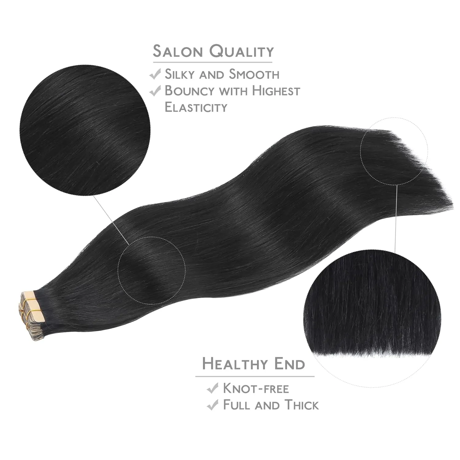 WENNALIFE Tape in Hair Extensions Human Hair, 20pcs 50g 14 inch Jet Black Remy Hair Extensions Straight Human Hair Tape in Extensions Skin Weft Tape Extensions Human Hair