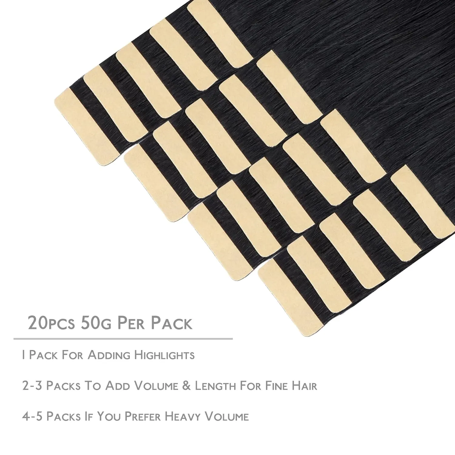 WENNALIFE Tape in Hair Extensions Human Hair, 20pcs 50g 14 inch Jet Black Remy Hair Extensions Straight Human Hair Tape in Extensions Skin Weft Tape Extensions Human Hair