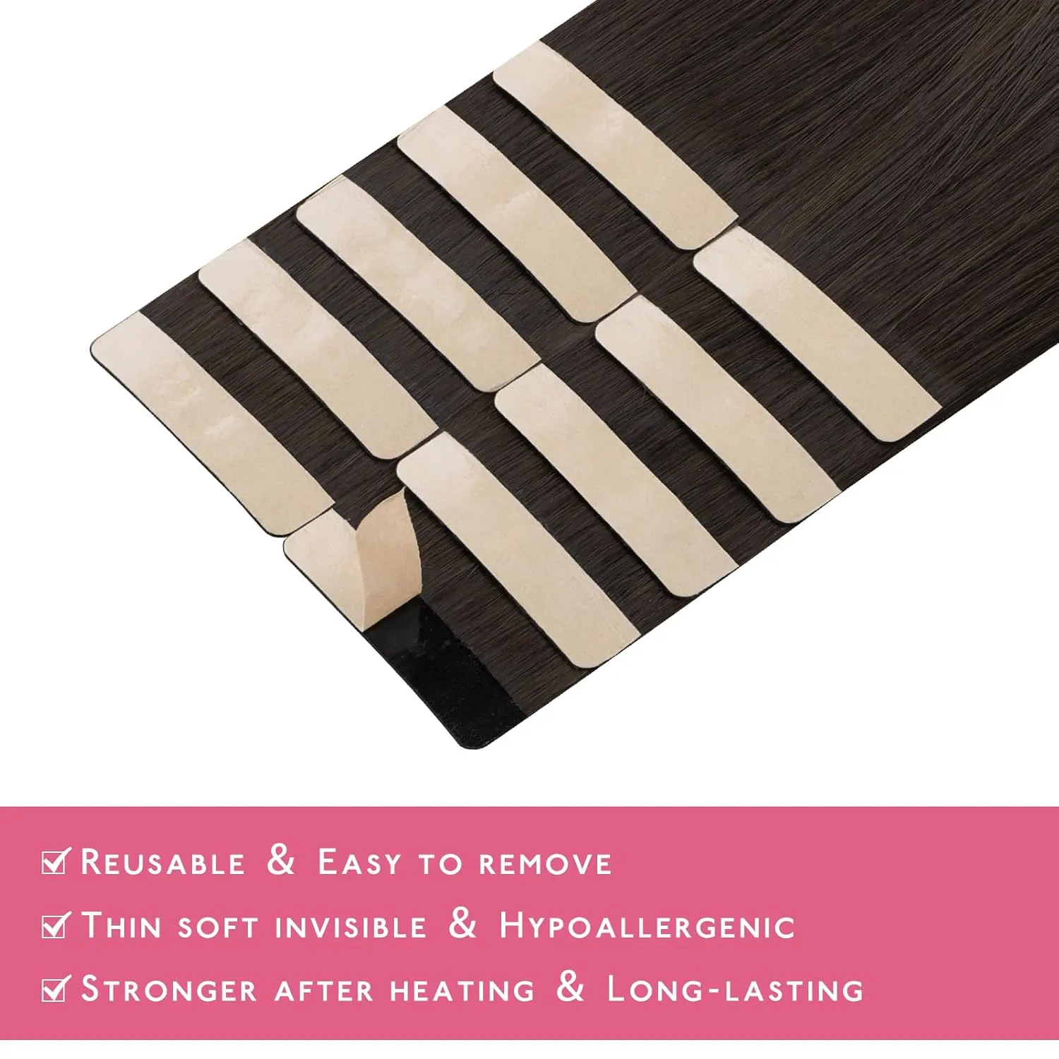 WENNALIFE Tape in Hair Extensions Human Hair Dark Brown Tape in Extensions, 10pcs 30g 22 inch Remy Invisible Tape Ins Straight Colored Soft Real Human Hair Tape in Extensions Refill Set Extensions