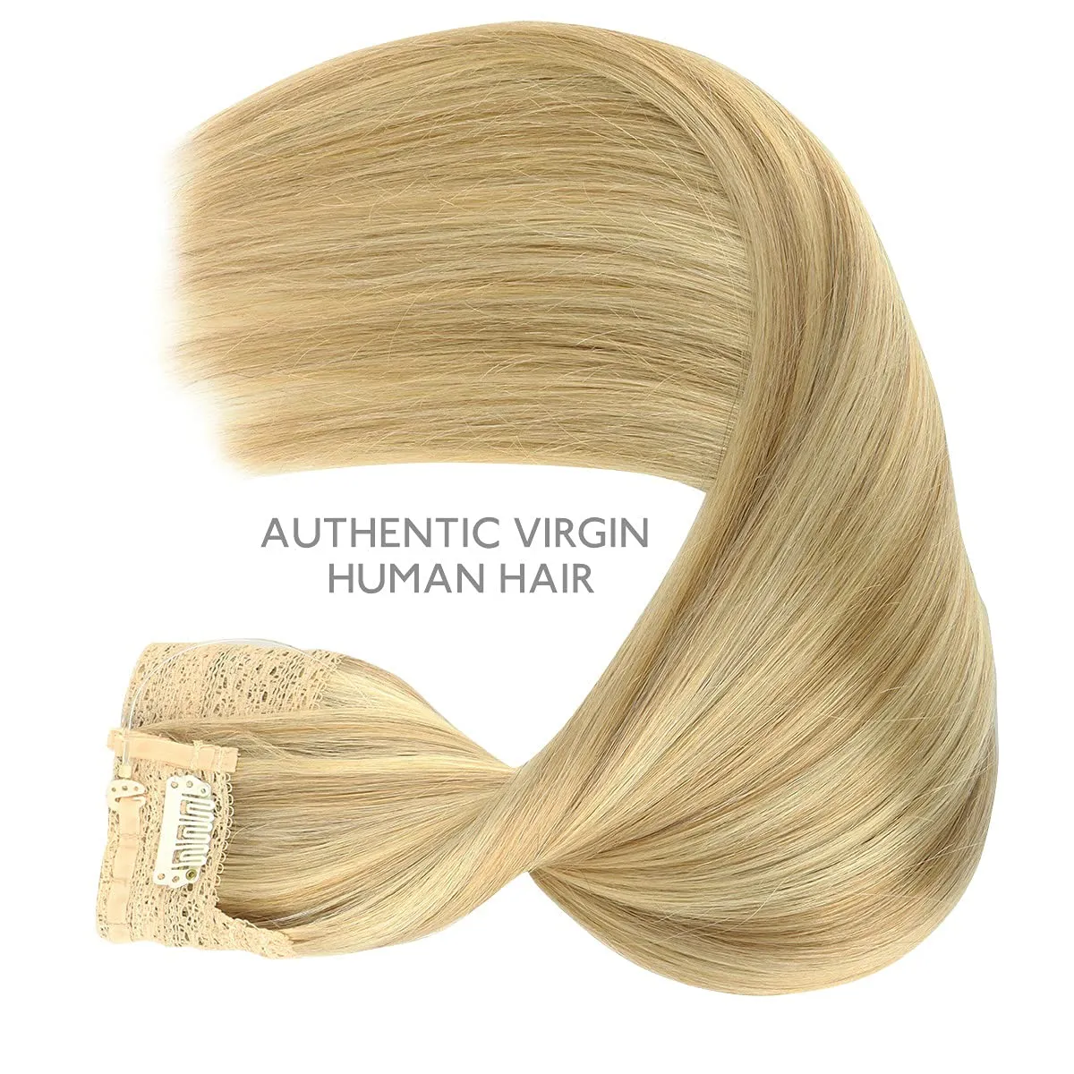 WENNALIFE Wire Hair Extensions (Increase 50% Lifespan) Real Human Hair 22 inch 150g Light Blonde Highlighted Golden Blonde Remy Real Hair Extensions Invisible Wire Hair Extensions Human Hair Fish Line