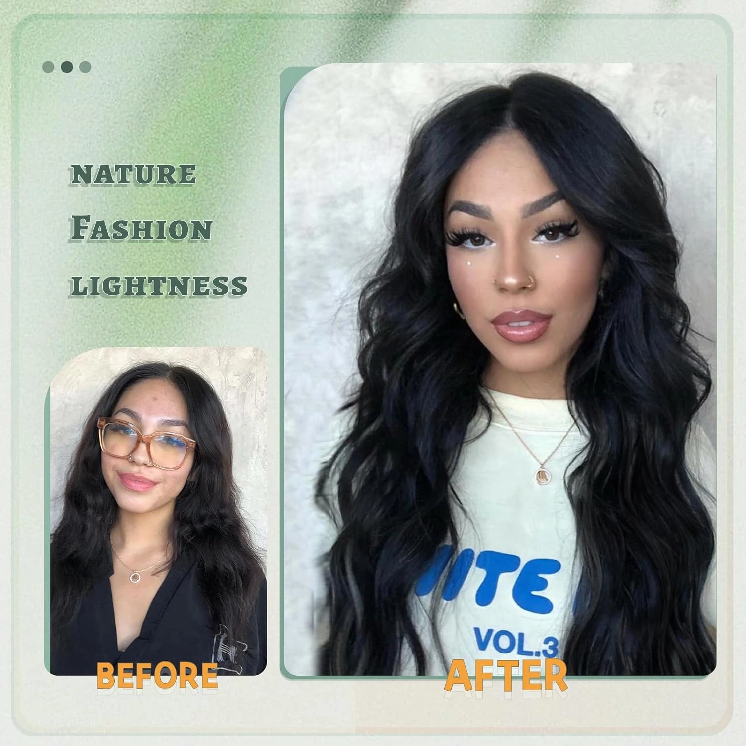 WERD Long Black Wavy Wigs for Women Black Curly Wig with Middle Part Synthetic 26 Inch Natural Looking Black Wig for Daily Party Use