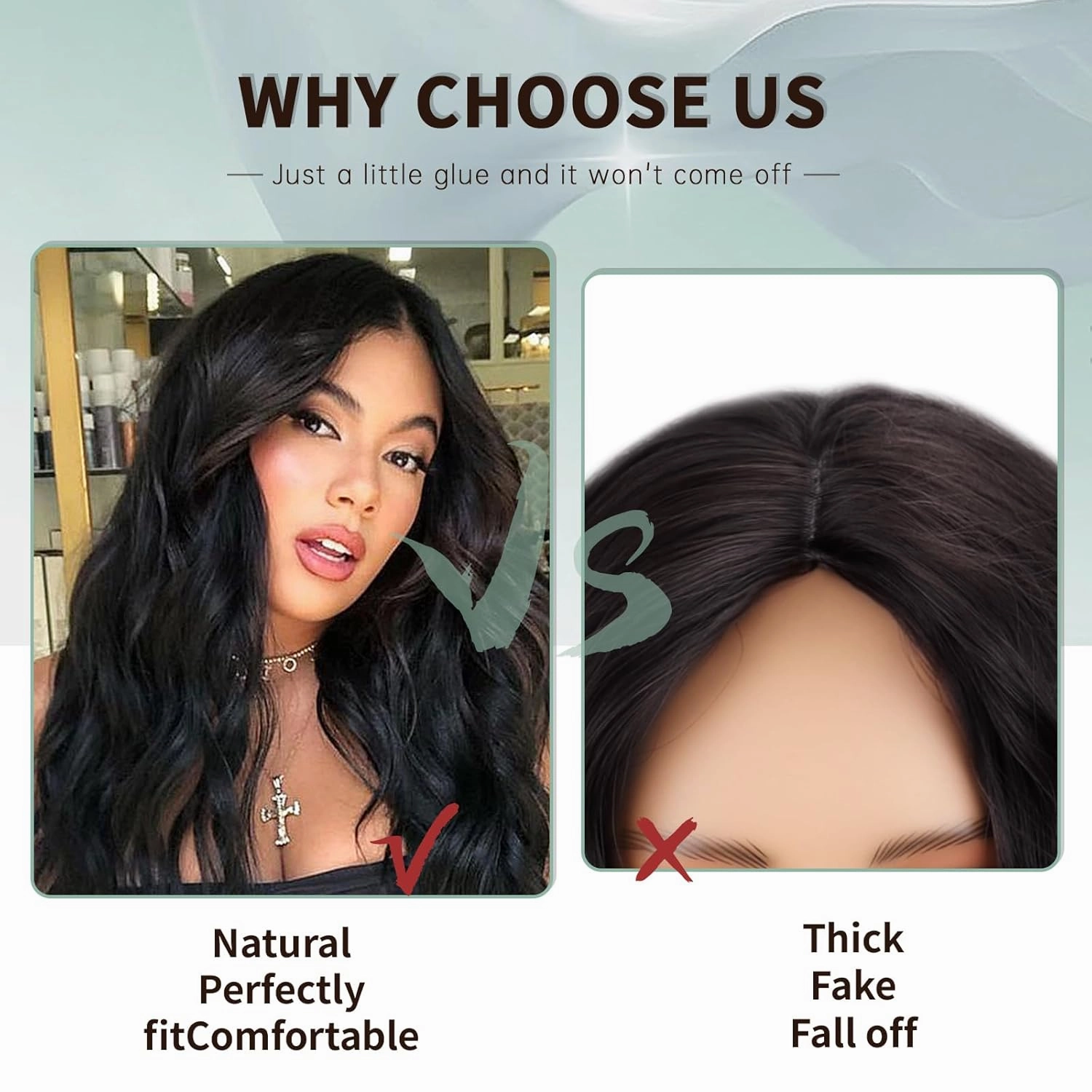 WERD Long Black Wavy Wigs for Women Black Curly Wig with Middle Part Synthetic 26 Inch Natural Looking Black Wig for Daily Party Use